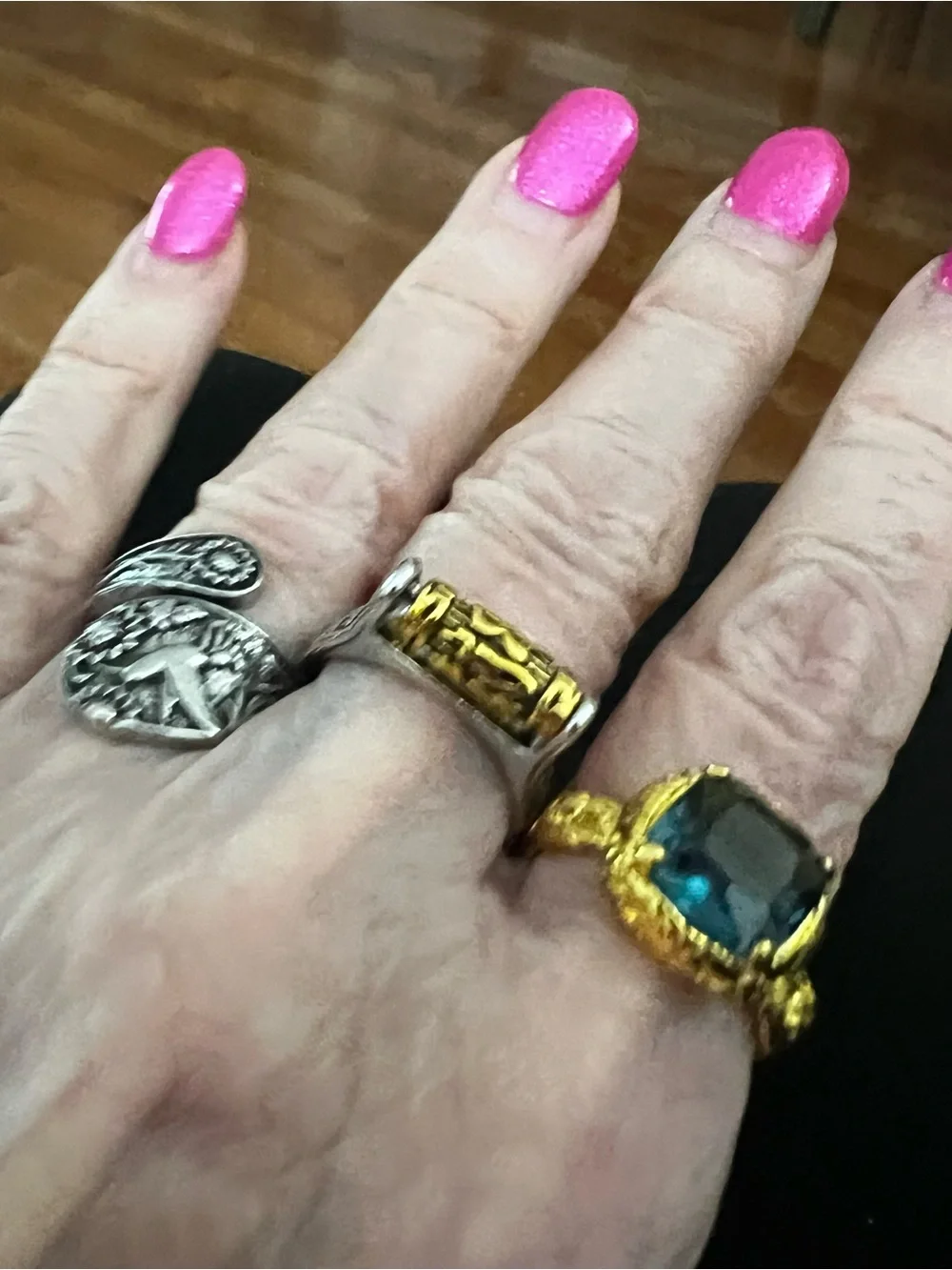 Gold and Blue Gemstone Cocktail Ring - Women's Fashion Statement